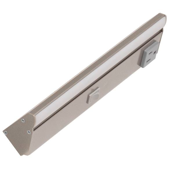 10.5" 2 watt 120 volt Cool White Satin Nickel LED Lighted Power Strip